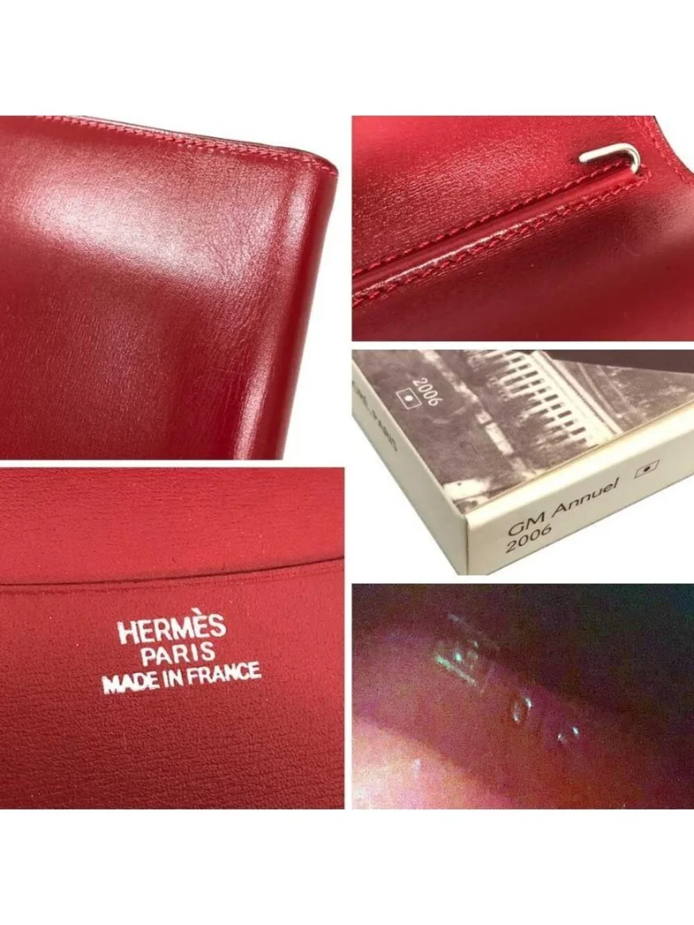 Hermes Agenda GM Notebook Cover Calfskin Leather Red
